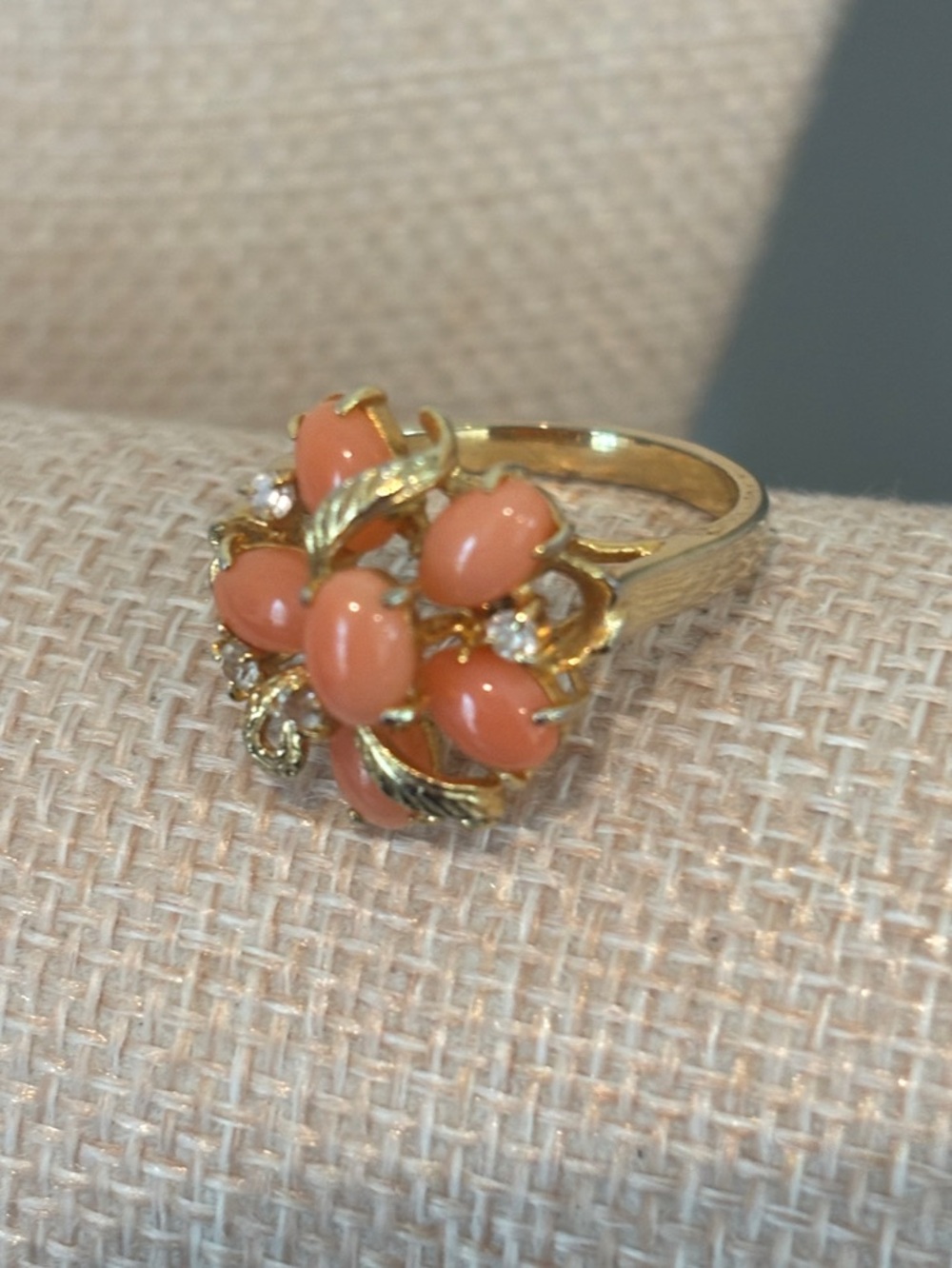 Vintage Mid-Century Angel Skin Coral Cluster Ring
